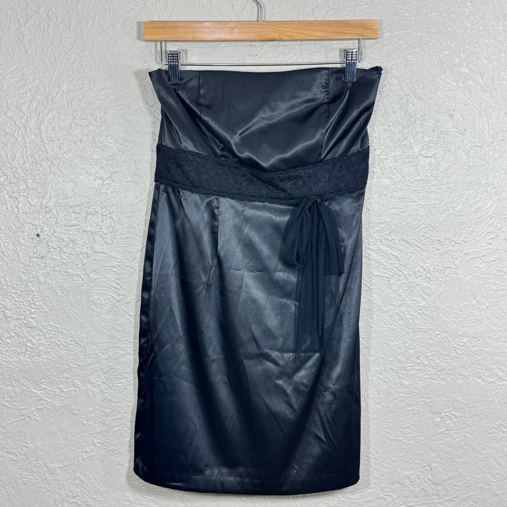Vtg 90s Y2K Satin Mini Strapless Dress 5 Whimsigoth Grunge Satin Ruby Rox USA